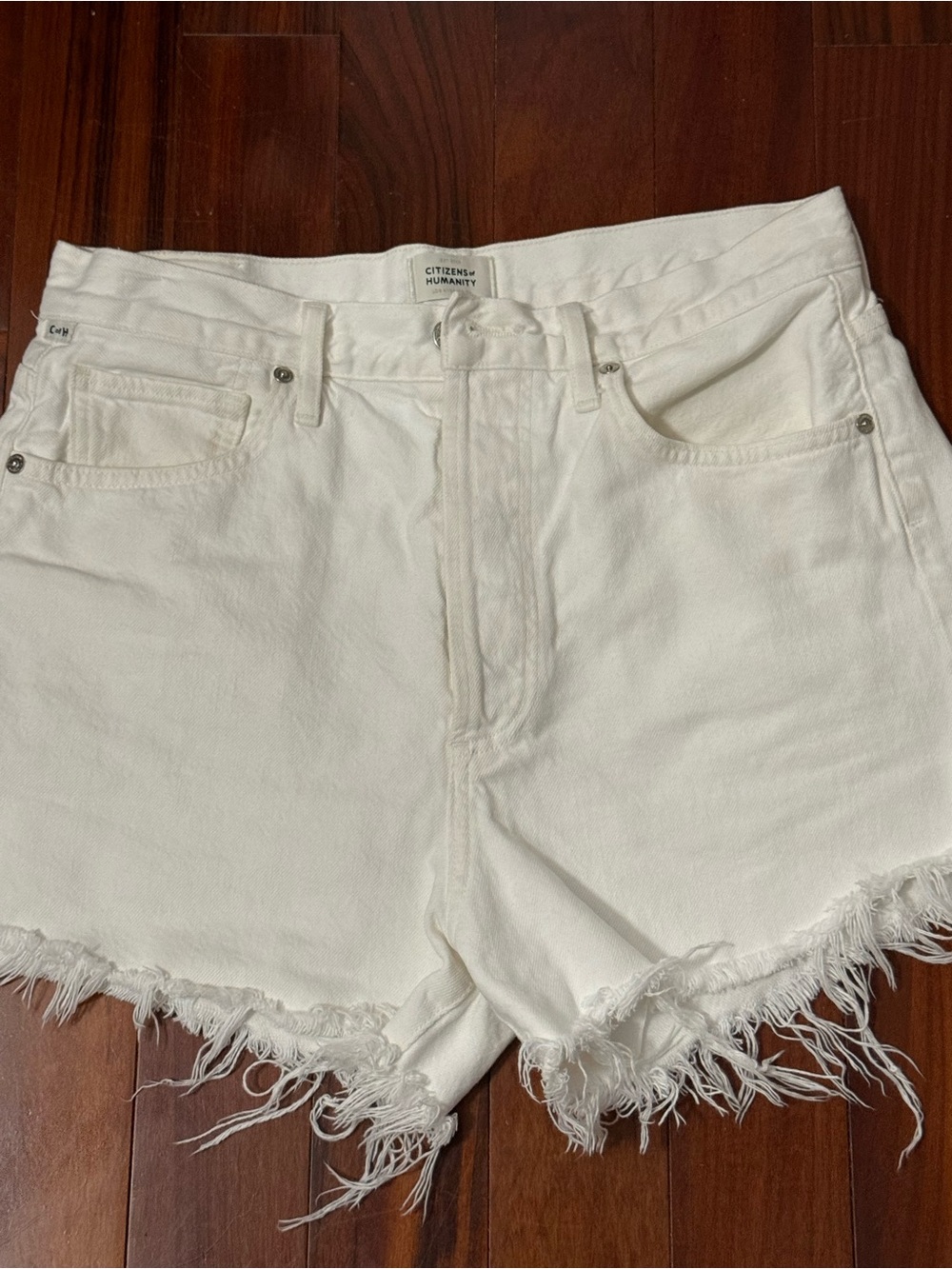 Citizens Of Humanity White Distressed Denim Cutoff Shorts